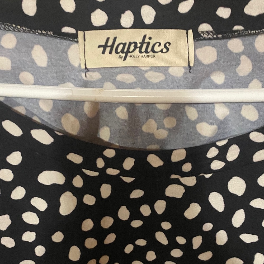 Haptics Black and White Polka Dot Blouse